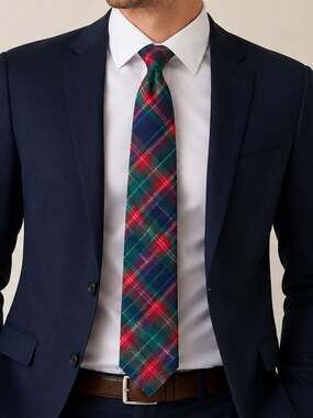 Vintage Fooster USA All Cotton Plaid Necktie Red Green Blue Tartan Tie
